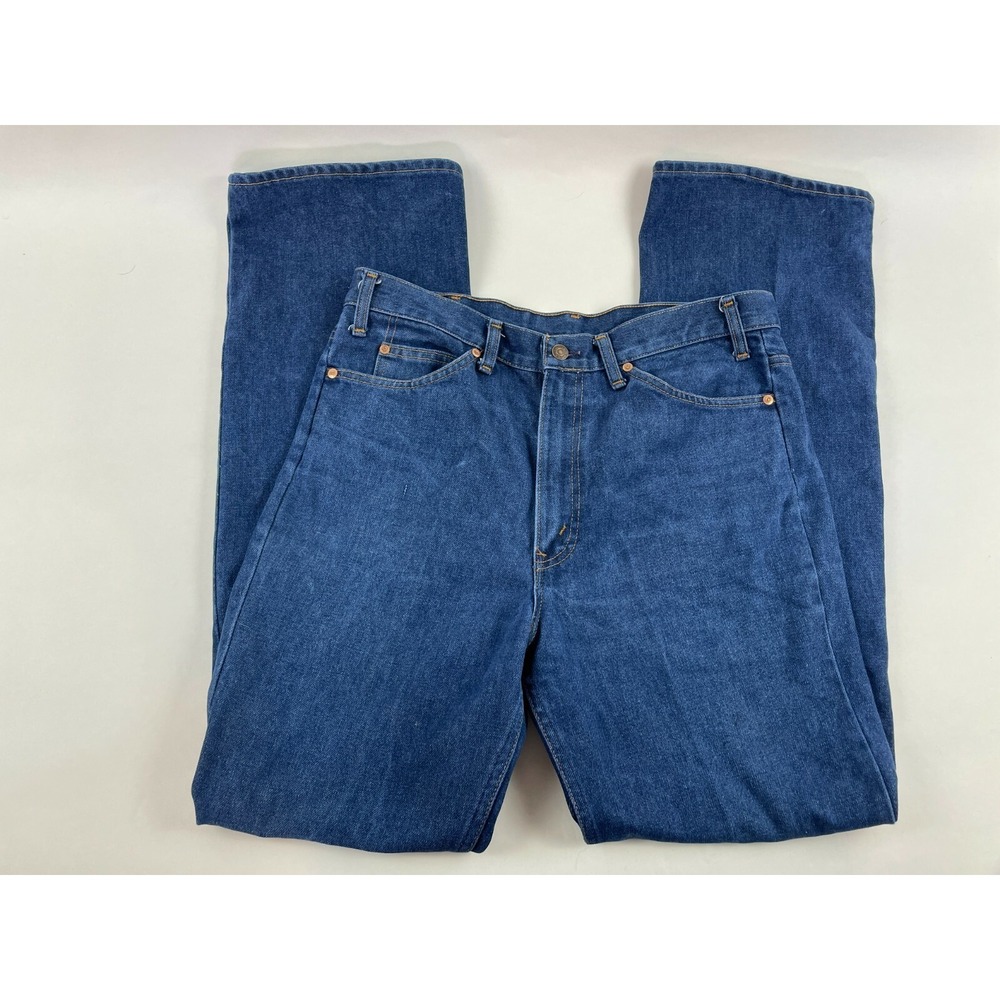 Plain Pockets Jeans Men's Size 36x34 Blue Denim Pants Medium Wash Straight Leg